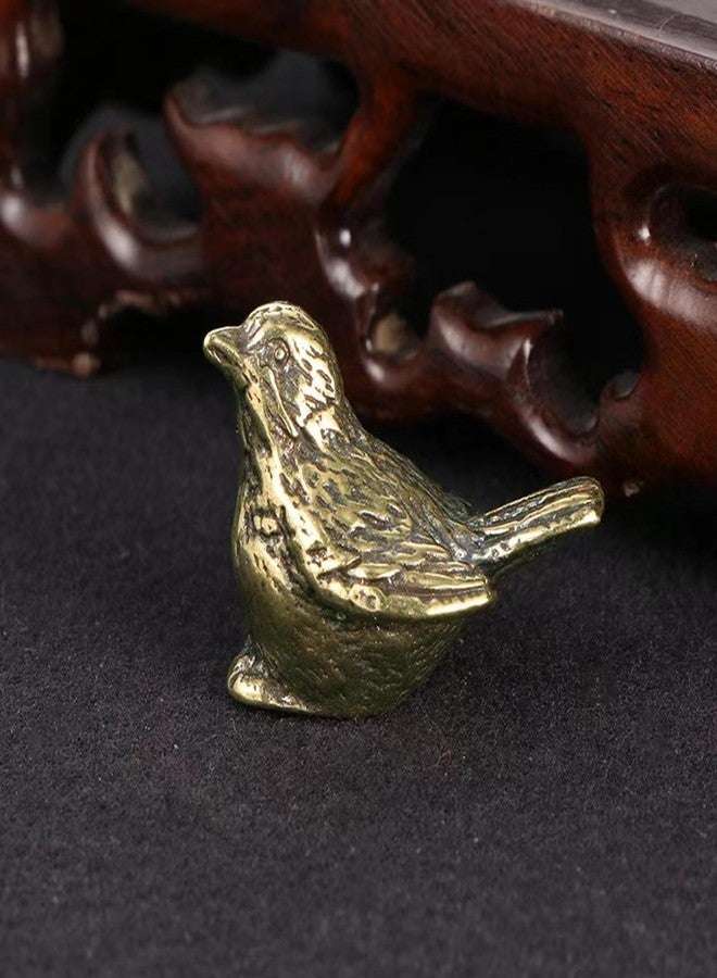 ALHBEJT Brass Golden Bird Figurines Small Birds Statues Vintage Brass Bird Statue Retro Figurine Home Decor Ornaments for Living Room, Bedroom, Office Desktop, Cabinets (2Pcs Sparrow) - Image 4